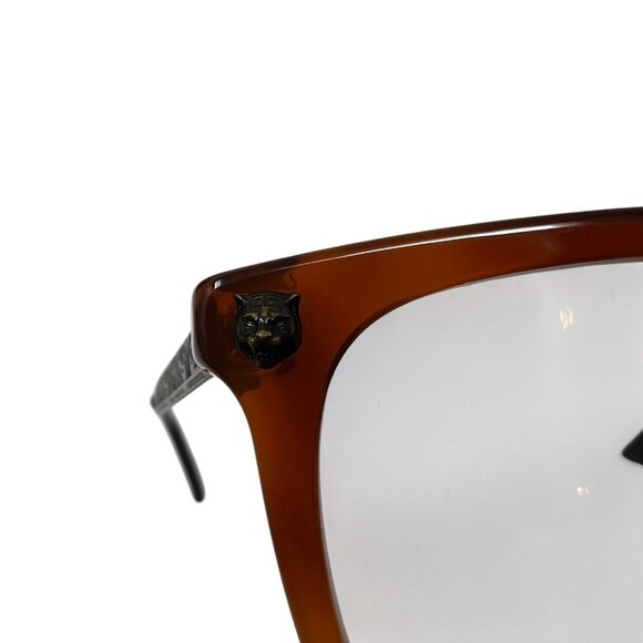 Gucci GG0218O 003 51mm Brown Havana Antique Gold Eyeglasses RX Frames Italy New main image 12